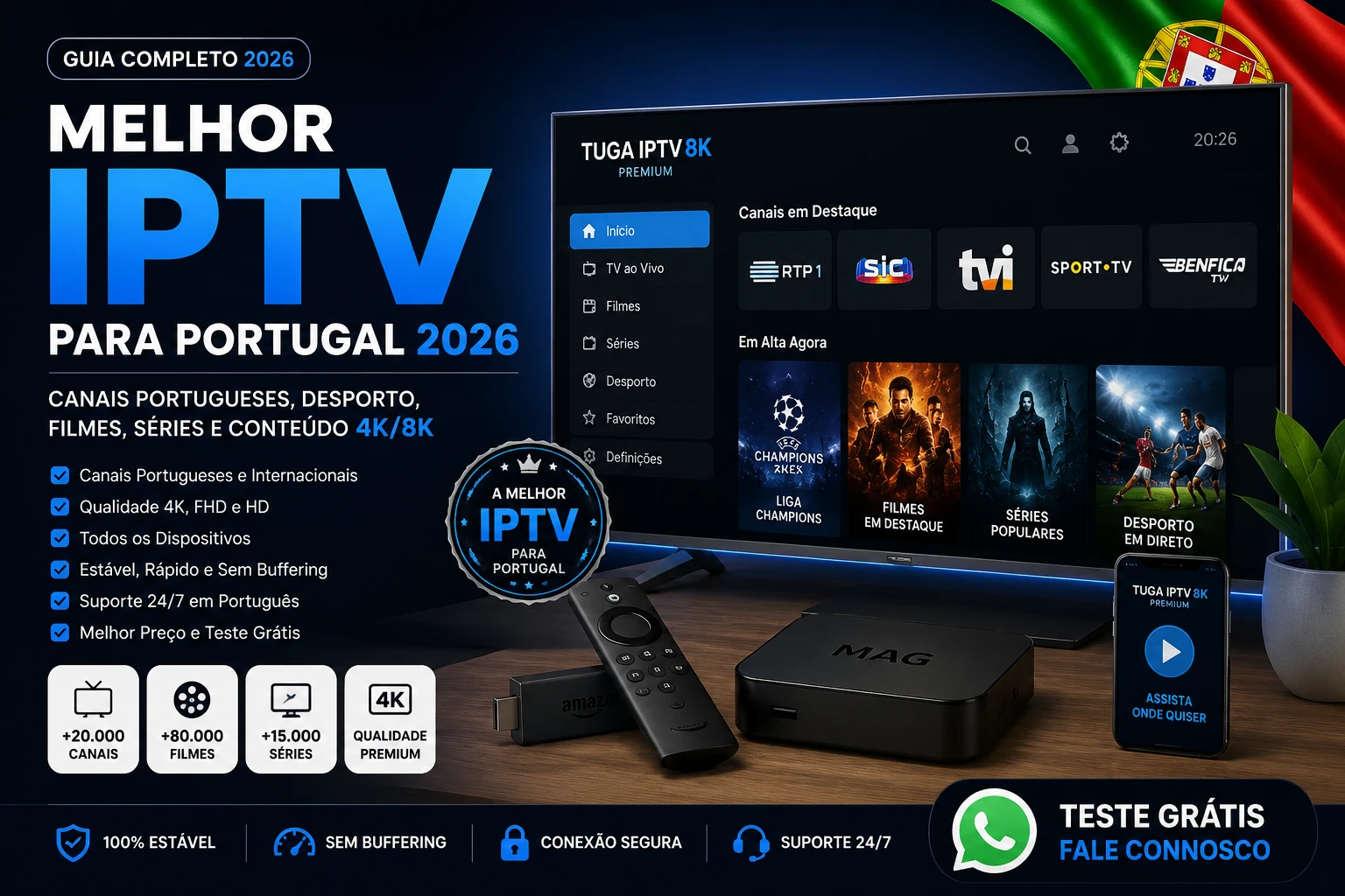Melhor IPTV para Portugal em 2026