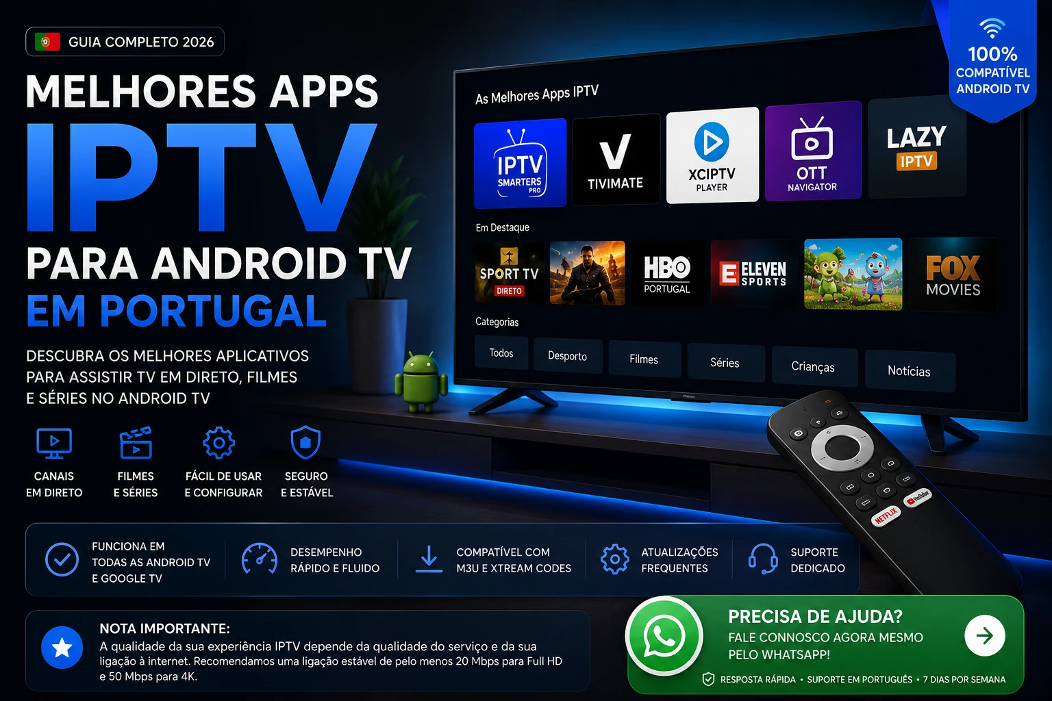 Melhores aplicações IPTV para Android TV em Portugal